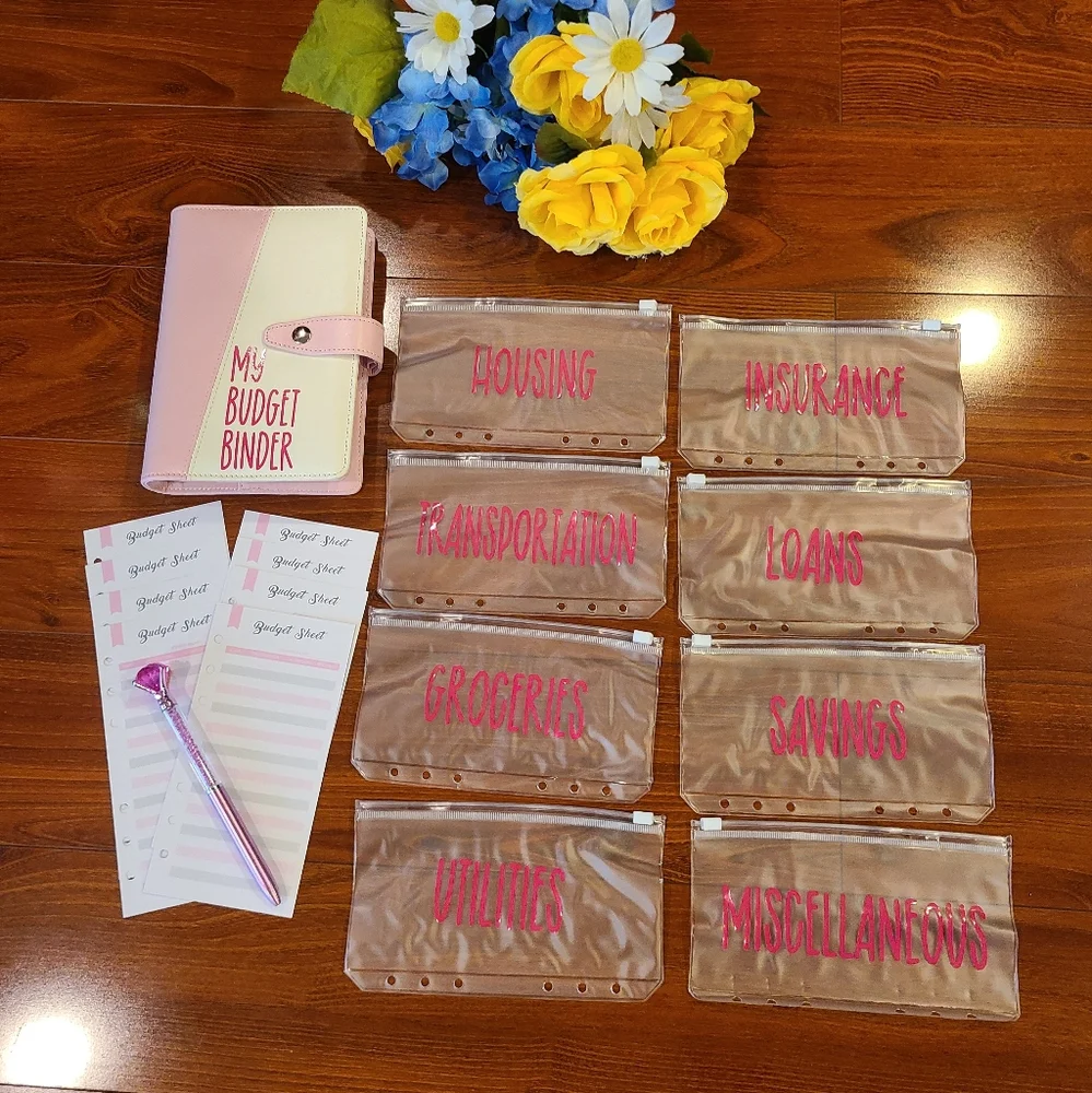 Pink/White Budget Binder Gift Set